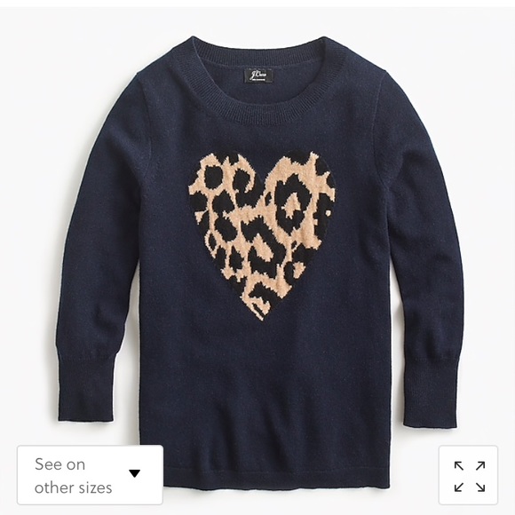 J. Crew Sweaters - Jcrew everyday cashmere with leopard heart